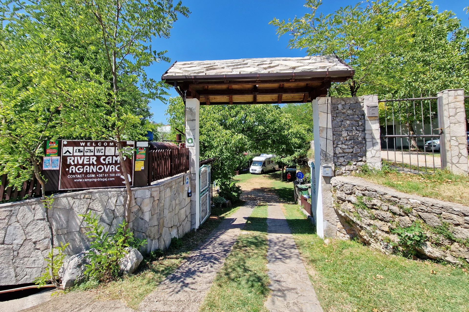 Entrance gate to River-Camp Aganovac in Blagaj