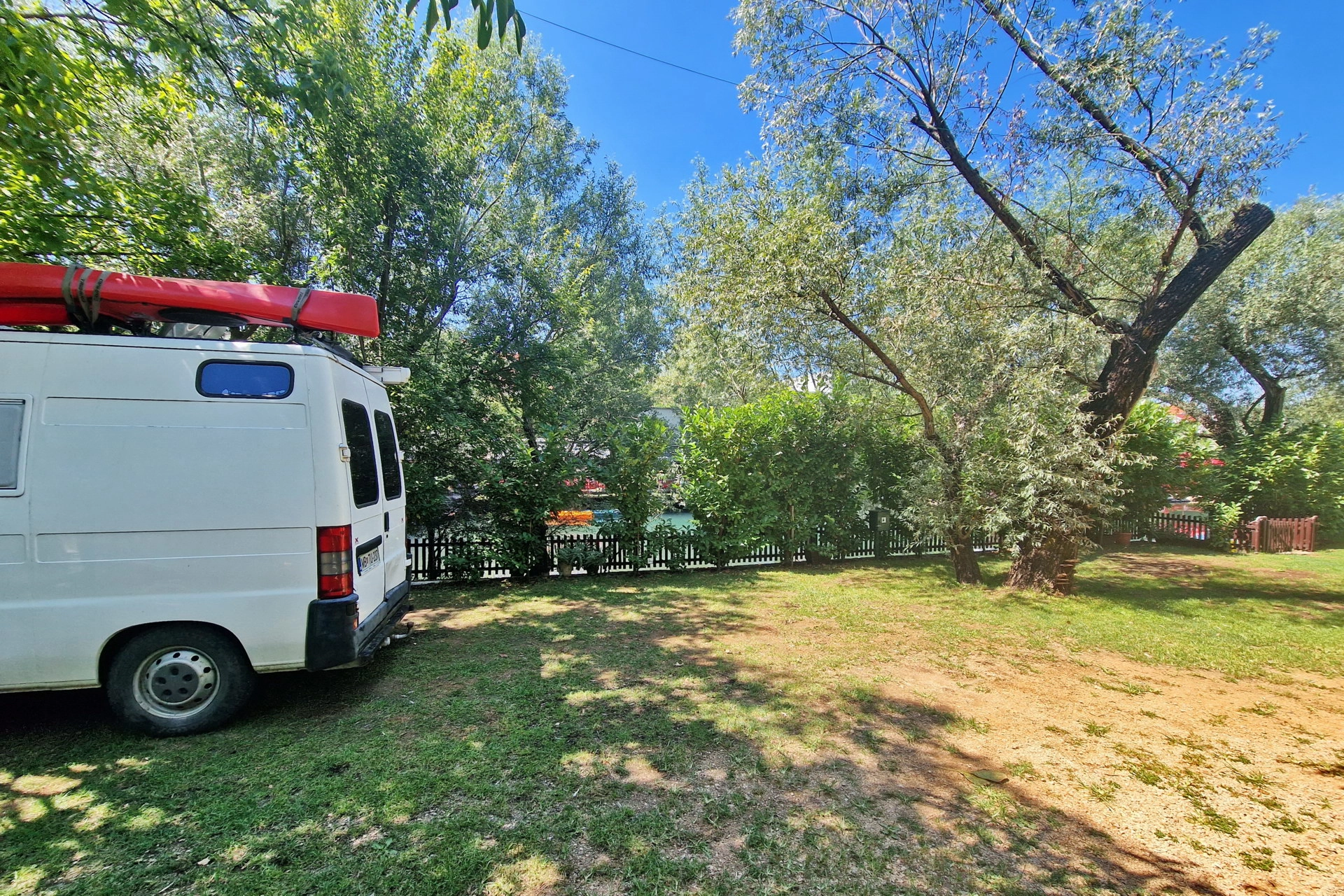 Van with kayak on roof